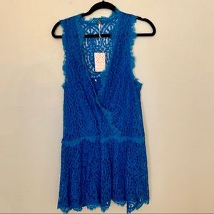 Free People blue lace tunic dress size M